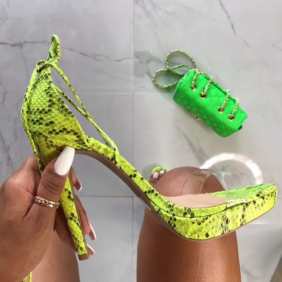 Neon Yellow Strappy High Heel *NEW - Picture 3 of 3
